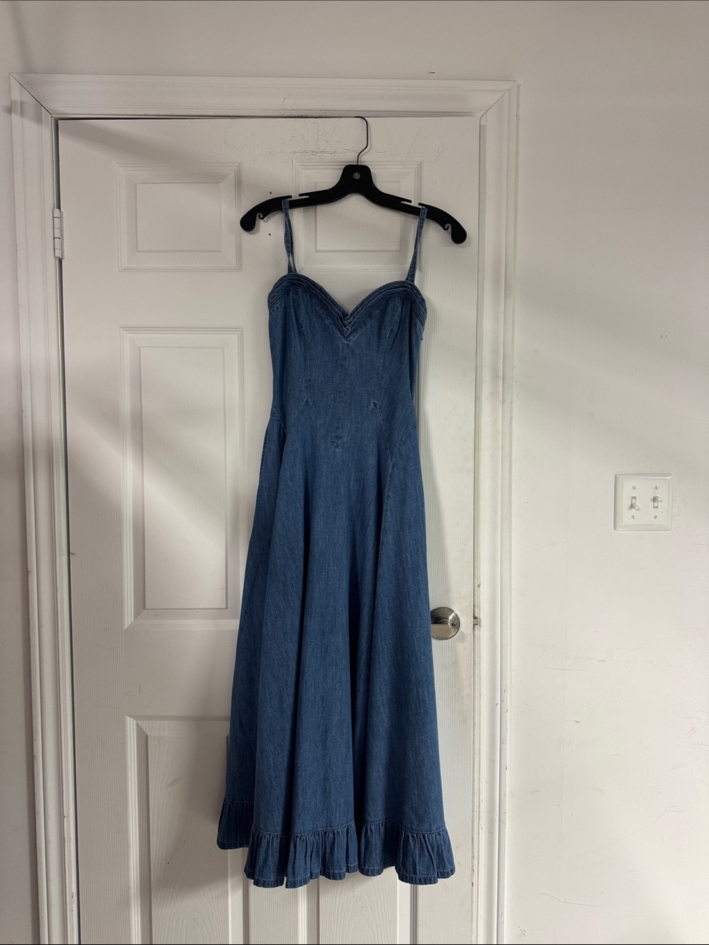 Free People Blue Denim Maxi Dress with Ruffle Hem